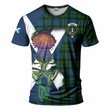 Tartan Vibes Clothing MacKay (McKay) Tartan Family Crest T-Shirt Scottish Thistle Celtic Inspired