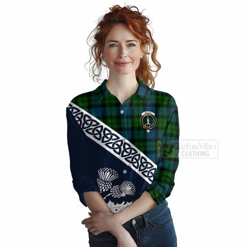Tartan Vibes Clothing MacKay (McKay) Tartan Women's Casual Shirt Featuring Thistle and Scotland Map
