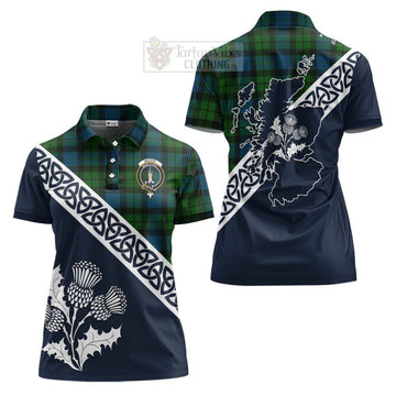 Tartan Vibes Clothing MacKay (McKay) Tartan Women's Polo Shirt Featuring Thistle and Scotland Map