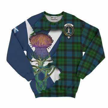 Tartan Vibes Clothing MacKay (McKay) Tartan Family Crest Sweatshirt Scottish Thistle Celtic Inspired