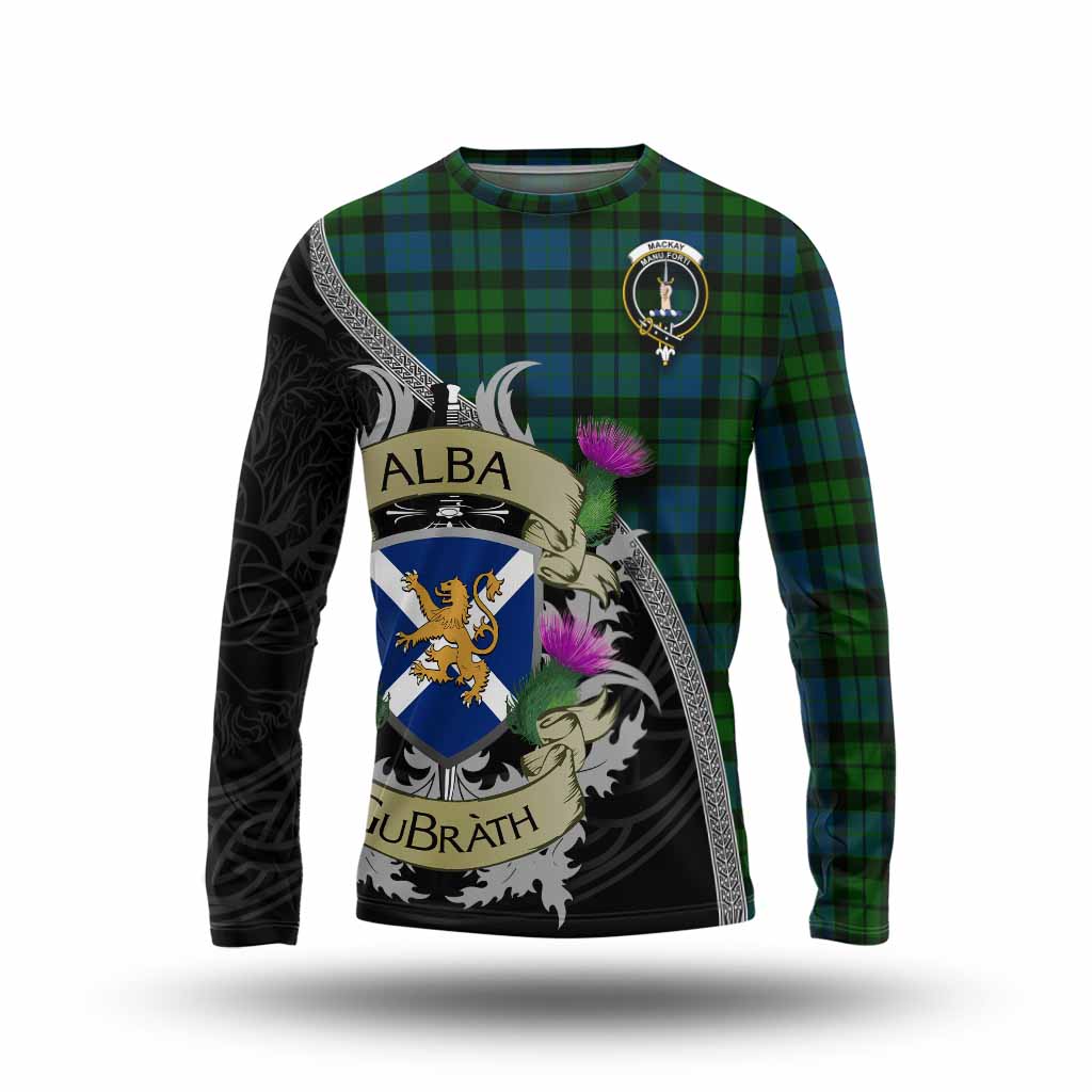 Tartan Vibes Clothing MacKay (McKay) Tartan Family Crest Long Sleeve T-Shirt Lion Rampant Royal Thistle Shield Celtic Inspired