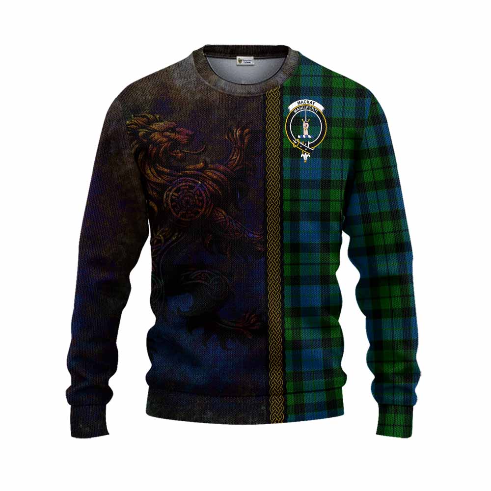 Tartan Vibes Clothing MacKay (McKay) Tartan Family Crest Knitted Sweater Alba Gu Brath Be Brave Lion Ancient Style