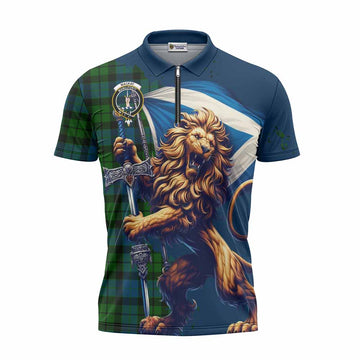 MacKay (McKay) Tartan Family Crest Zipper Polo Shirt with Scottish Majestic Lion