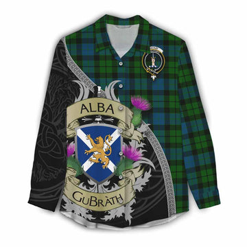 Tartan Vibes Clothing MacKay (McKay) Tartan Family Crest Women's Casual Shirt Lion Rampant Royal Thistle Shield Celtic Inspired