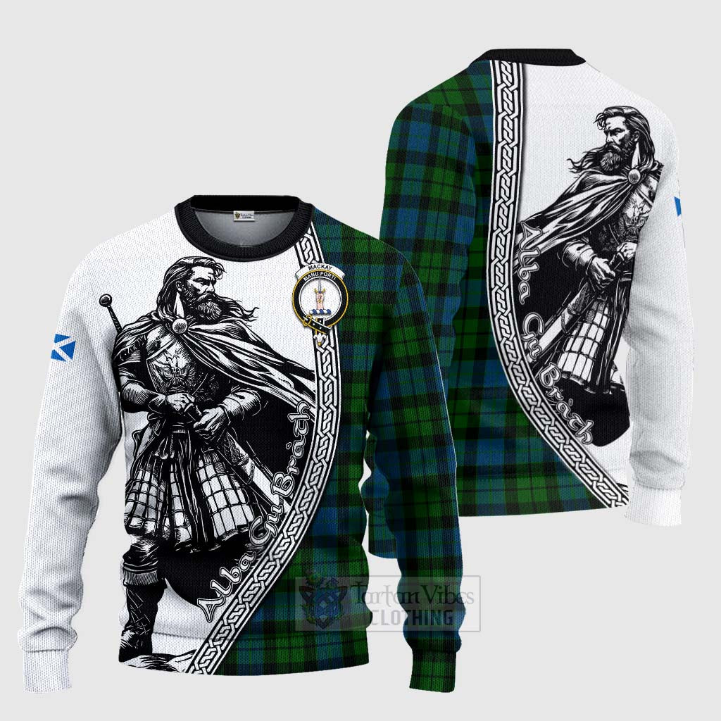 Tartan Vibes Clothing MacKay (McKay) Tartan Clan Crest Knitted Sweater with Highlander Warrior Celtic Style
