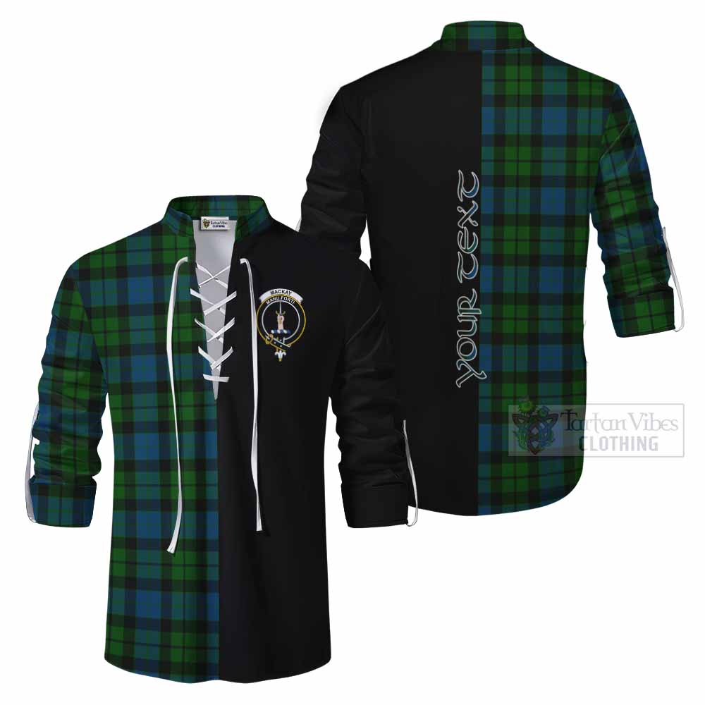 Tartan Vibes Clothing MacKay (McKay) Tartan Ghillie Kilt Shirt with Family Crest and Half Of Me Style