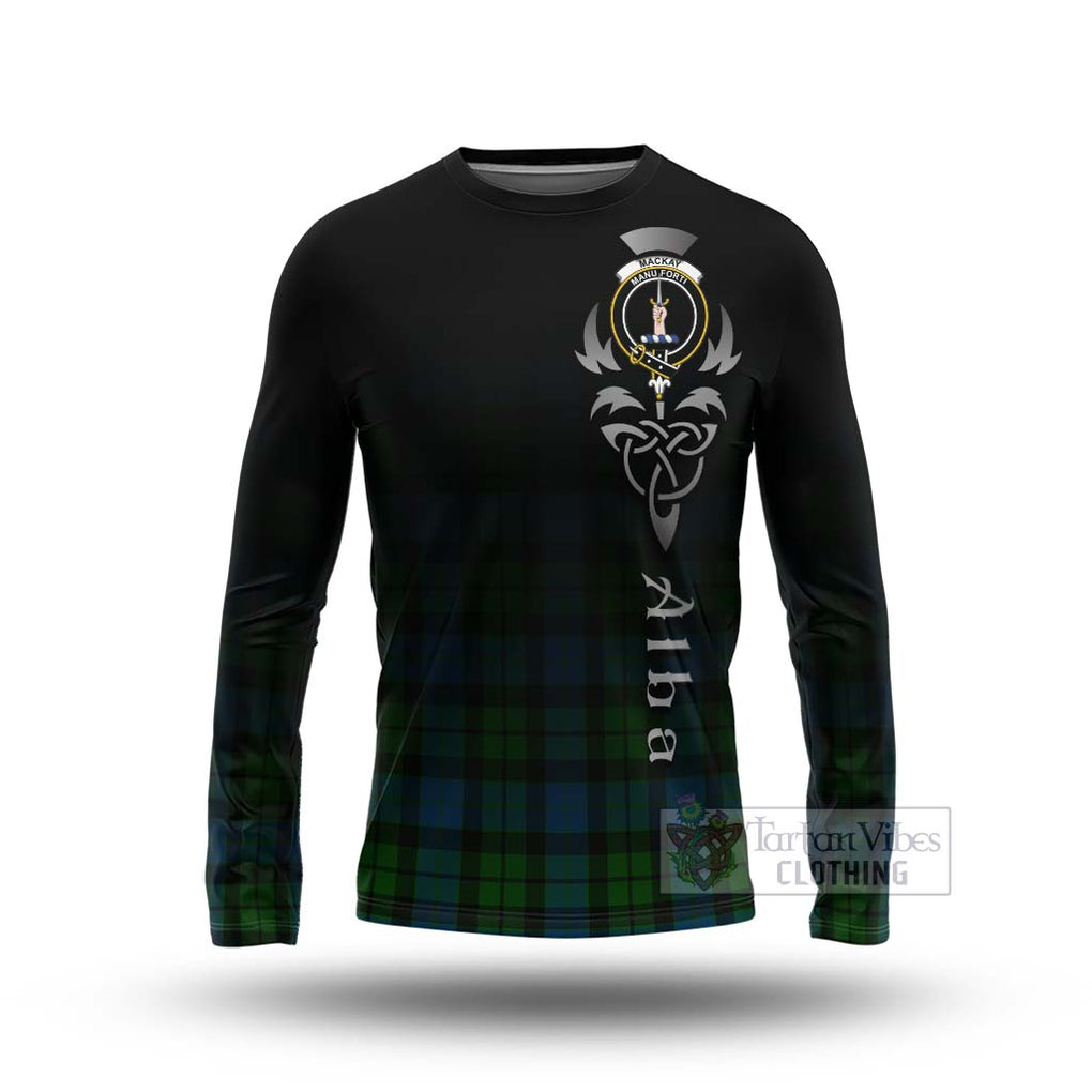 Tartan Vibes Clothing MacKay (McKay) Tartan Long Sleeve T-Shirt Featuring Alba Gu Brath Family Crest Celtic Inspired