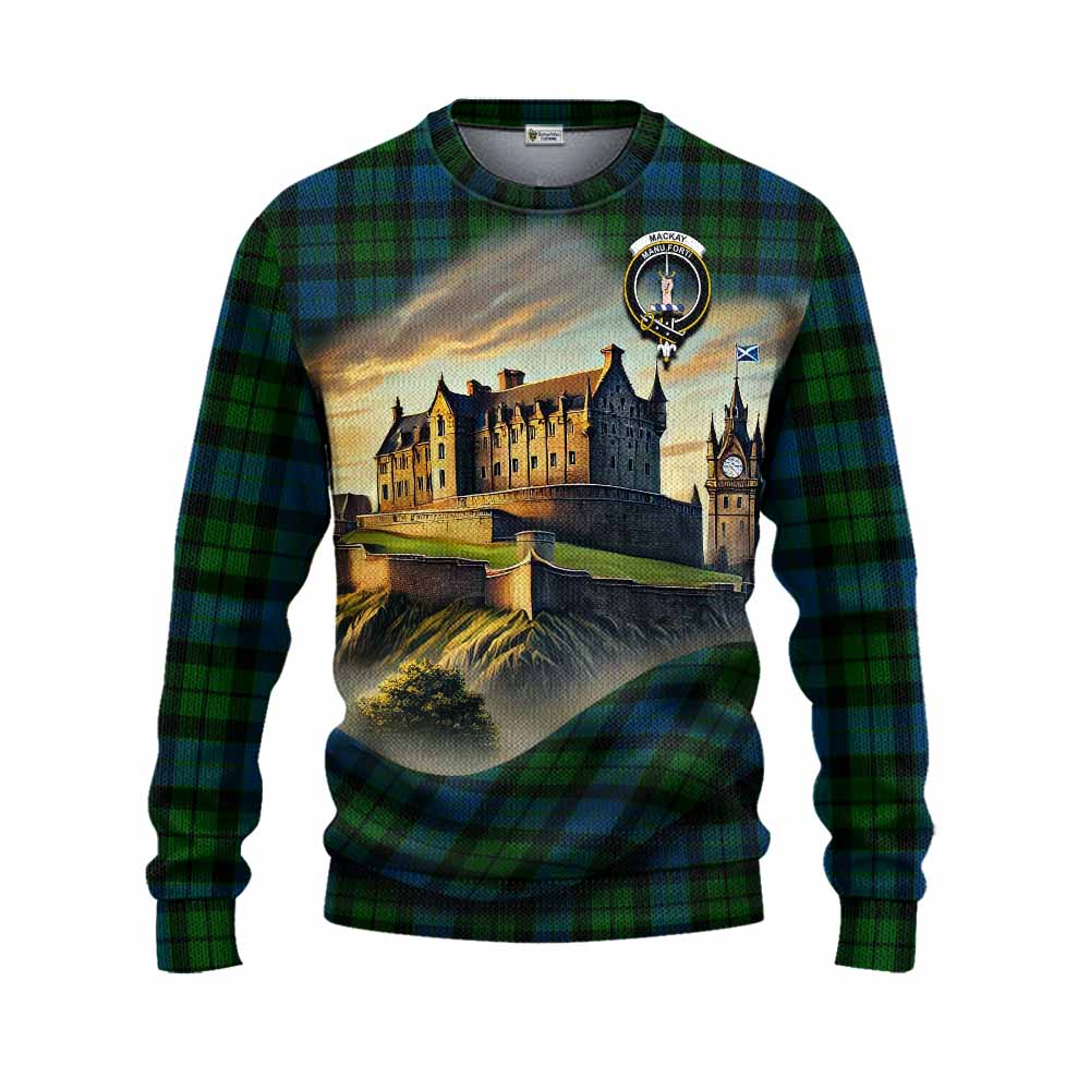 Tartan Vibes Clothing MacKay (McKay) Tartan Family Crest Knitted Sweater with Scottish Ancient Castle Style
