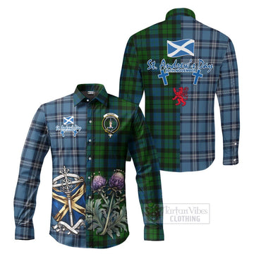 MacKay (McKay) Tartan Long Sleeve Button Shirt Happy St. Andrew's Day Half Tartan Style