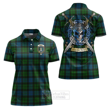 Tartan Vibes Clothing MacKay (McKay) Tartan Women's Polo Shirt with Family Crest Celtic Skull Style