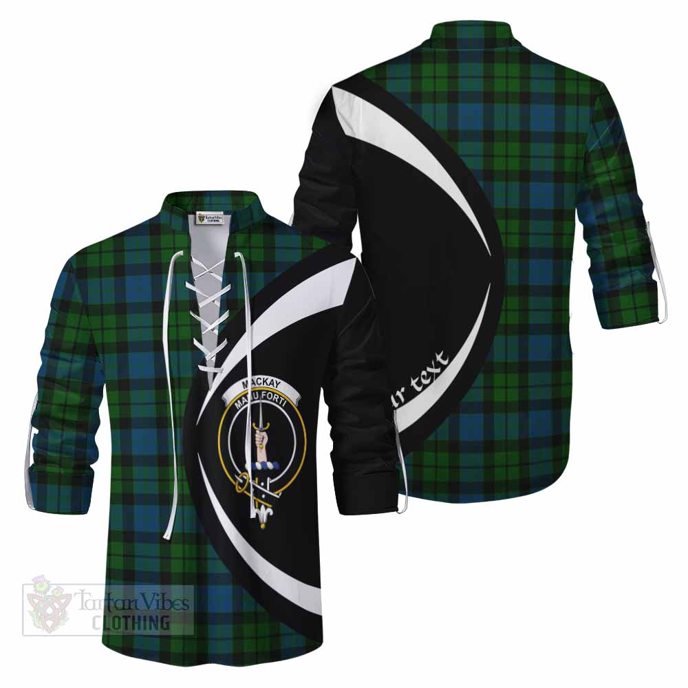 Tartan Vibes Clothing MacKay (McKay) Tartan Ghillie Kilt Shirt with Family Crest Circle Style