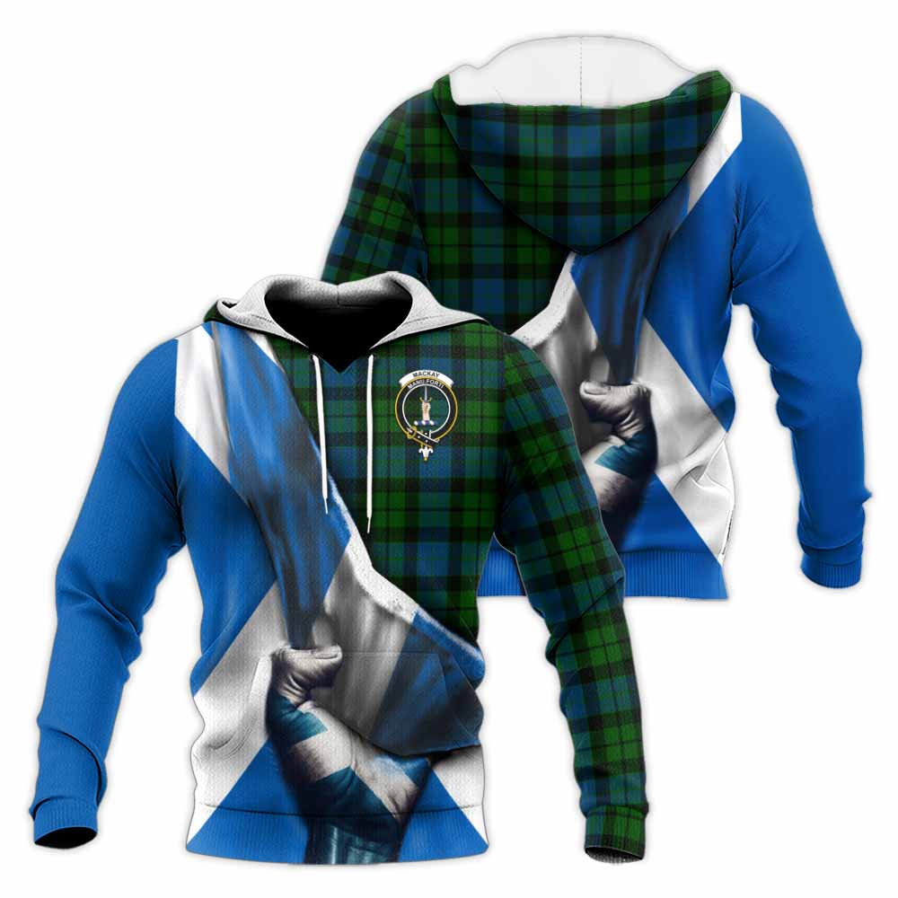 Tartan Vibes Clothing MacKay (McKay) Tartan Knitted Hoodie with Family Crest Scotland Patriotic Style