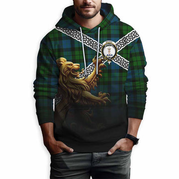 MacKay (McKay) Crest Tartan Hoodie with Golden Lion Emblem Celtic Style
