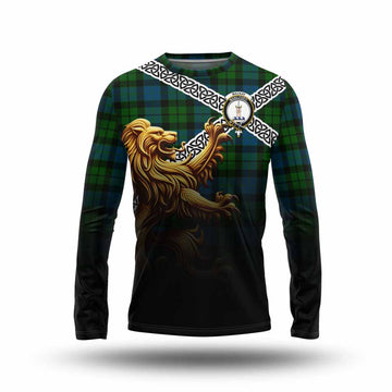 Tartan Vibes Clothing MacKay (McKay) Crest Tartan Long Sleeve T-Shirt with Golden Lion Emblem Celtic Style