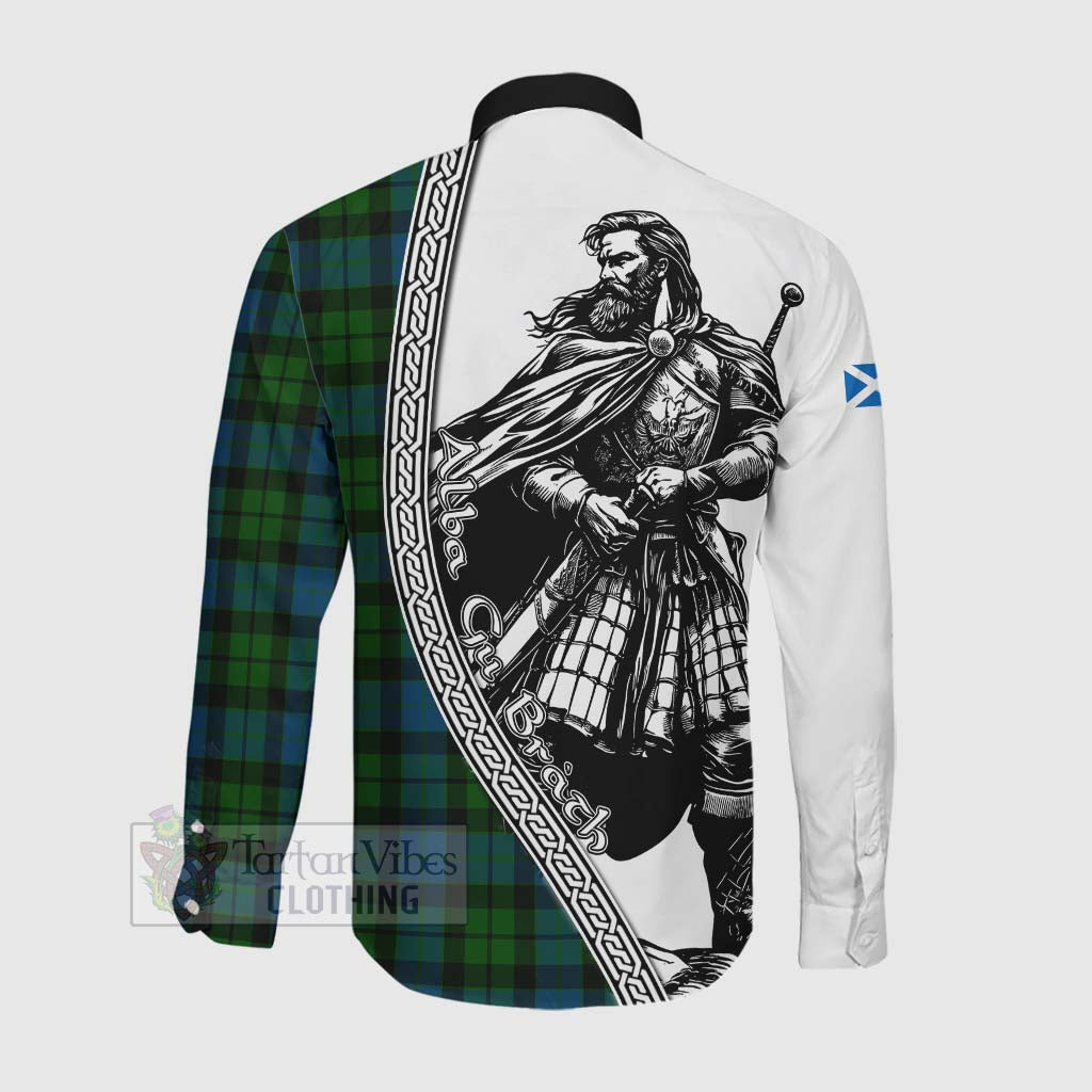 Tartan Vibes Clothing MacKay (McKay) Tartan Clan Crest Long Sleeve Button Shirt with Highlander Warrior Celtic Style