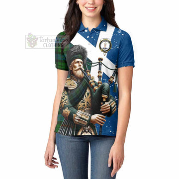 Tartan Vibes Clothing MacKay (McKay) Tartan Women's Polo Shirt with Family Crest Scottish Bagpiper Vibes