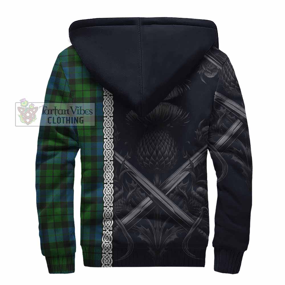Tartan Vibes Clothing MacKay (McKay) Tartan Sherpa Hoodie with Family Crest Cross Sword Thistle Celtic Vibes