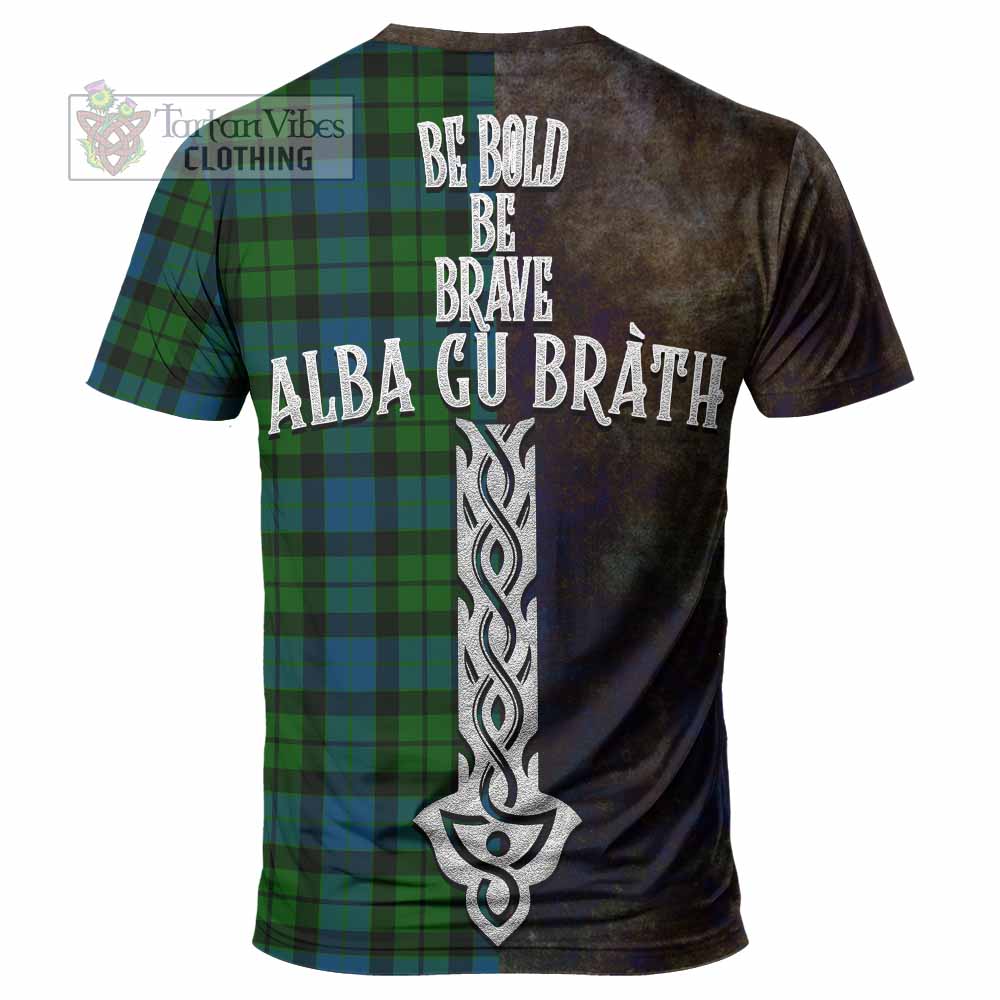 Tartan Vibes Clothing MacKay (McKay) Tartan Family Crest T-Shirt Alba Gu Brath Be Brave Lion Ancient Style