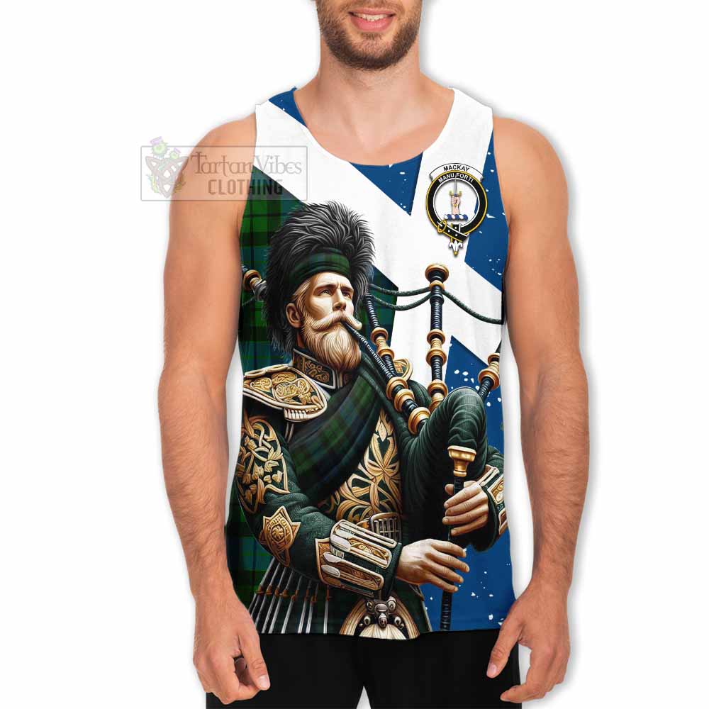 MacKay (McKay) Tartan Men's Tank Top with Family Crest Scottish Bagpiper Vibes