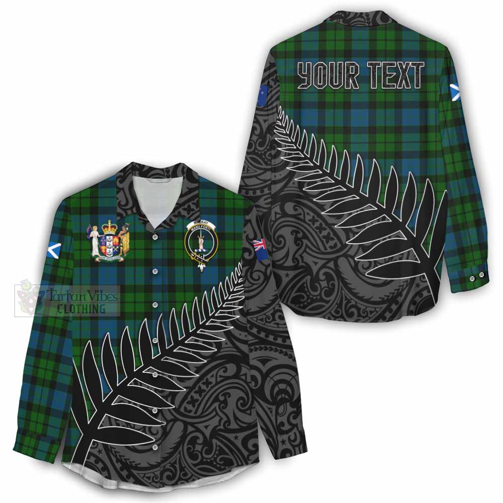 Tartan Vibes Clothing MacKay (McKay) Crest Tartan Women's Casual Shirt with New Zealand Silver Fern Half Style