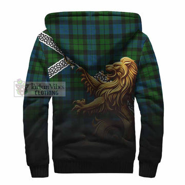 MacKay (McKay) Crest Tartan Sherpa Hoodie with Golden Lion Emblem Celtic Style