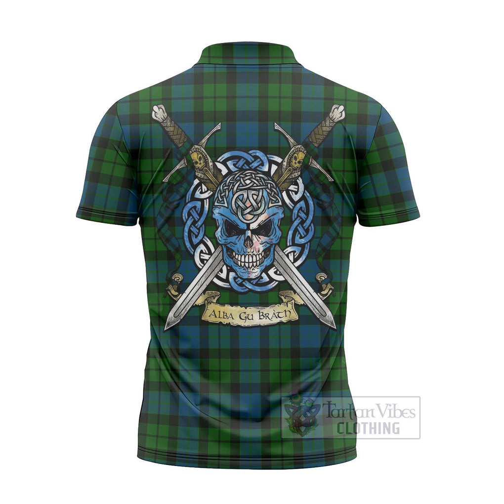 Tartan Vibes Clothing MacKay (McKay) Tartan Zipper Polo Shirt with Family Crest Celtic Skull Style