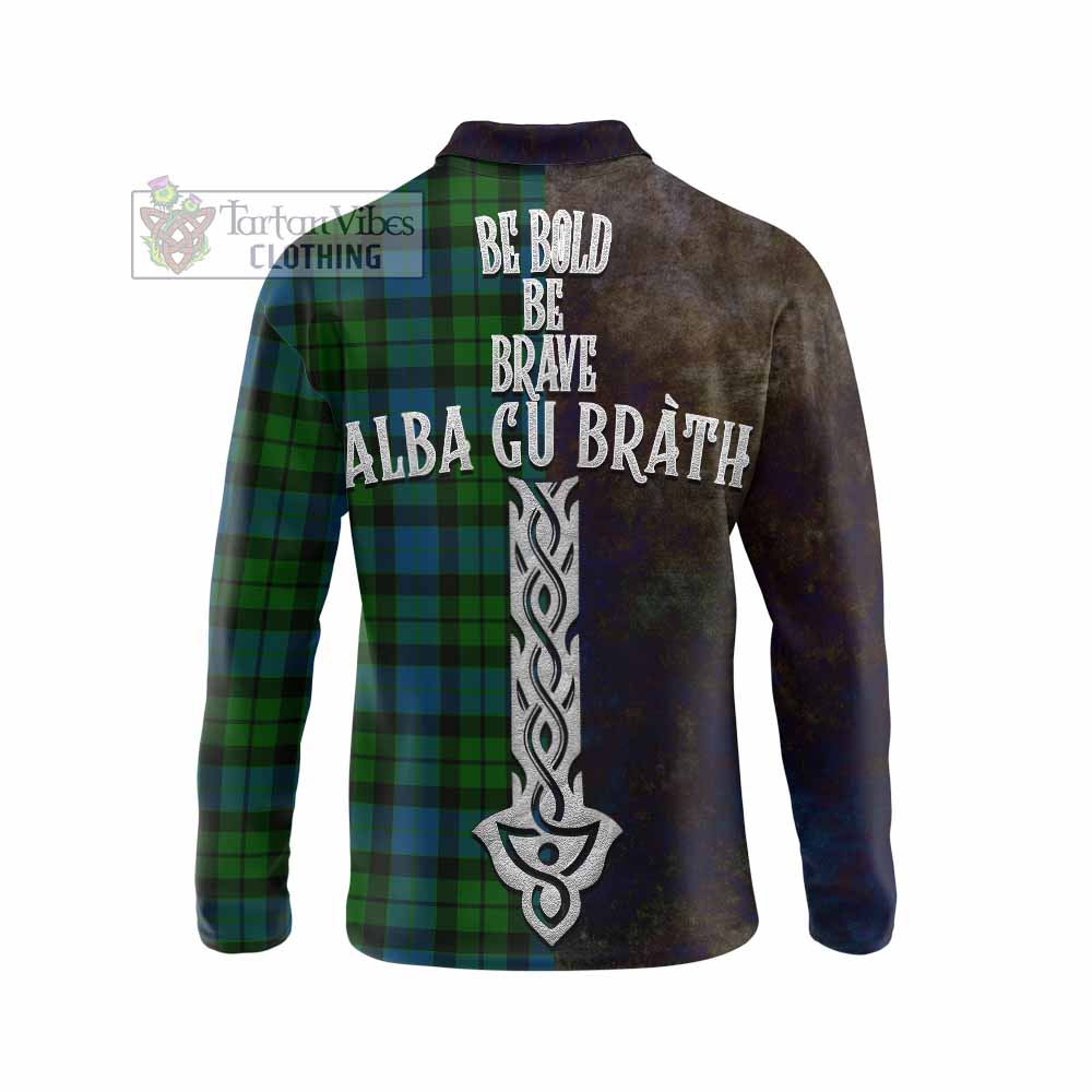 Tartan Vibes Clothing MacKay (McKay) Tartan Family Crest Long Sleeve Polo Shirt Alba Gu Brath Be Brave Lion Ancient Style