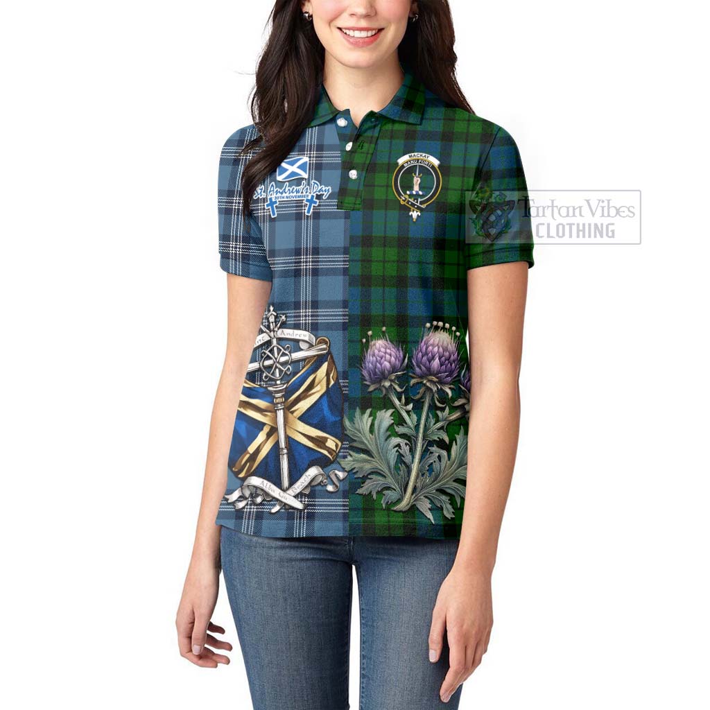 Tartan Vibes Clothing MacKay (McKay) Tartan Women's Polo Shirt Happy St. Andrew's Day Half Tartan Style