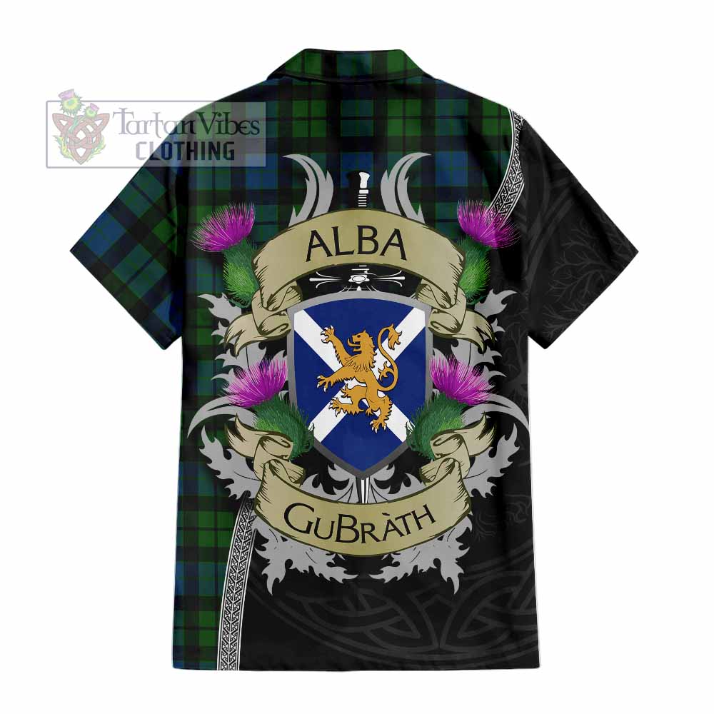 Tartan Vibes Clothing MacKay (McKay) Tartan Family Crest Short Sleeve Button Shirt Lion Rampant Royal Thistle Shield Celtic Inspired