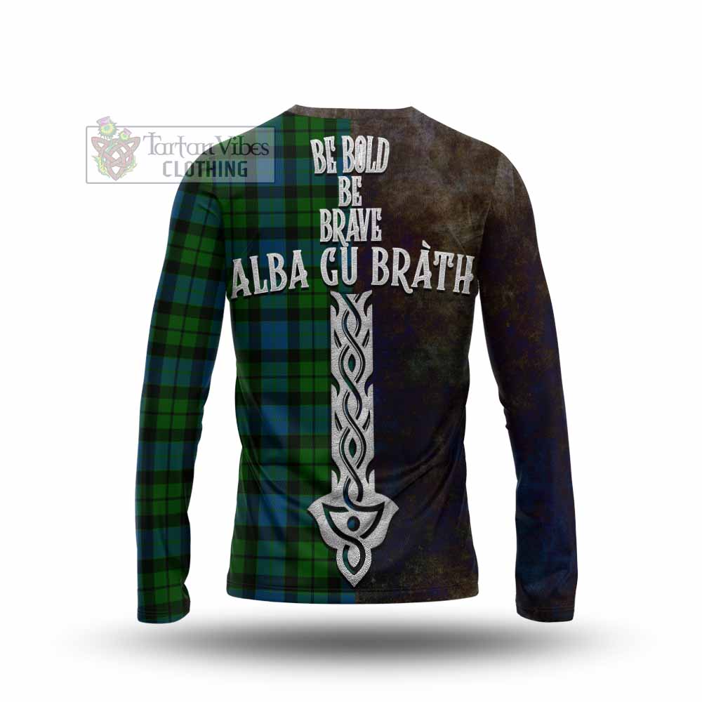 Tartan Vibes Clothing MacKay (McKay) Tartan Family Crest Long Sleeve T-Shirt Alba Gu Brath Be Brave Lion Ancient Style