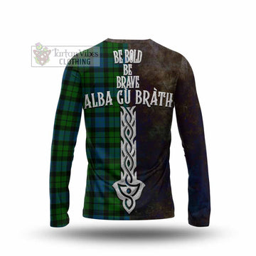 MacKay (McKay) Tartan Family Crest Long Sleeve T-Shirt Alba Gu Brath Be Brave Lion Ancient Style