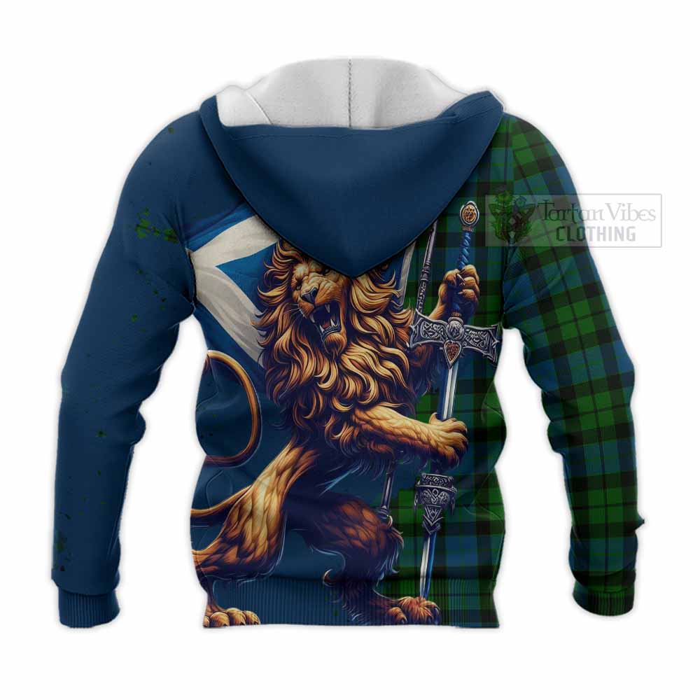 Tartan Vibes Clothing MacKay (McKay) Tartan Family Crest Knitted Hoodie with Scottish Majestic Lion