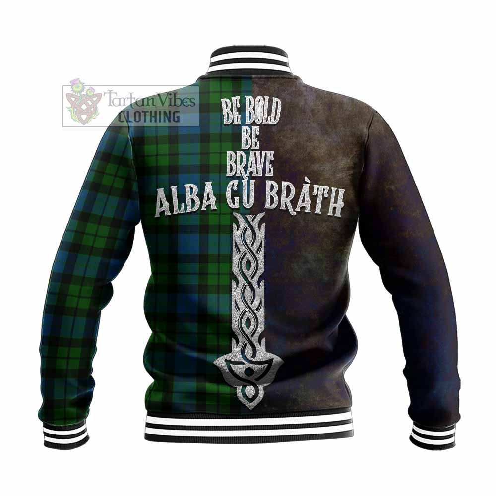 Tartan Vibes Clothing MacKay (McKay) Tartan Family Crest Baseball Jacket Alba Gu Brath Be Brave Lion Ancient Style