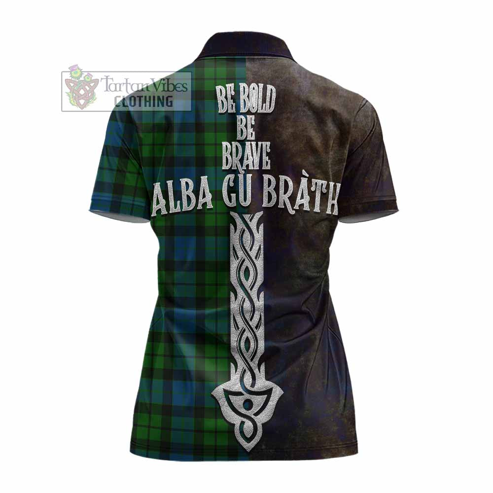 Tartan Vibes Clothing MacKay (McKay) Tartan Family Crest Women's Polo Shirt Alba Gu Brath Be Brave Lion Ancient Style
