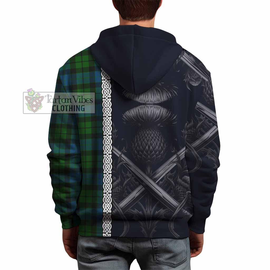 Tartan Vibes Clothing MacKay (McKay) Tartan Hoodie with Family Crest Cross Sword Thistle Celtic Vibes