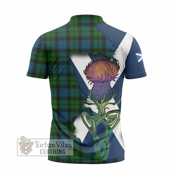 MacKay (McKay) Tartan Family Crest Zipper Polo Shirt Scottish Thistle Celtic Inspired