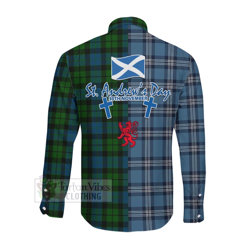 Tartan Vibes Clothing MacKay (McKay) Tartan Long Sleeve Button Shirt Happy St. Andrew's Day Half Tartan Style