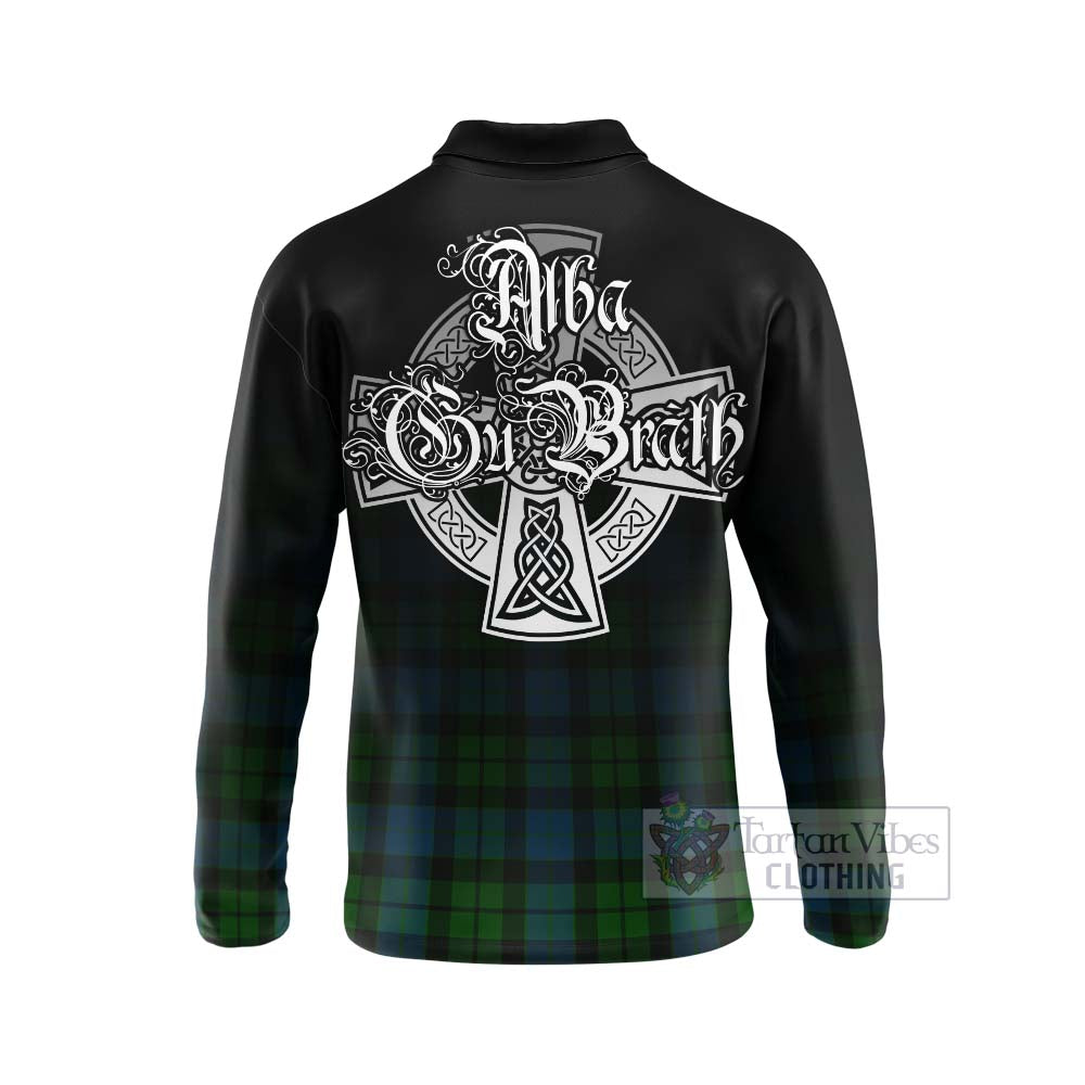 Tartan Vibes Clothing MacKay (McKay) Tartan Long Sleeve Polo Shirt Featuring Alba Gu Brath Family Crest Celtic Inspired