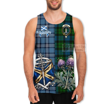 Tartan Vibes Clothing MacKay (McKay) Tartan Men's Tank Top Happy St. Andrew's Day Half Tartan Style
