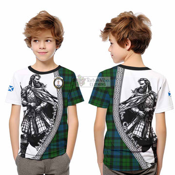 MacKay (McKay) Tartan Clan Crest Kid T-Shirt with Highlander Warrior Celtic Style