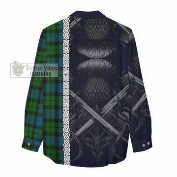 Tartan Vibes Clothing MacKay (McKay) Tartan Women's Casual Shirt with Family Crest Cross Sword Thistle Celtic Vibes