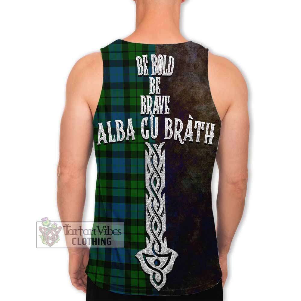 Tartan Vibes Clothing MacKay (McKay) Tartan Family Crest Men's Tank Top Alba Gu Brath Be Brave Lion Ancient Style