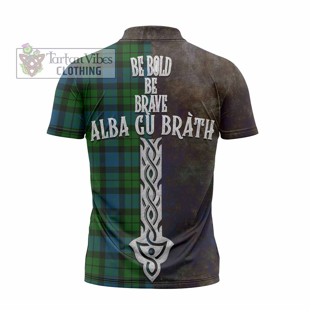 Tartan Vibes Clothing MacKay (McKay) Tartan Family Crest Zipper Polo Shirt Alba Gu Brath Be Brave Lion Ancient Style