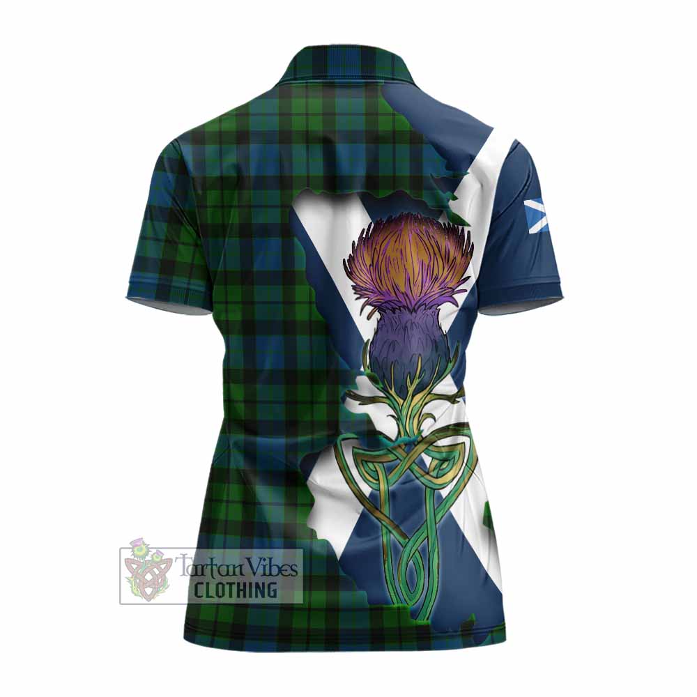 Tartan Vibes Clothing MacKay (McKay) Tartan Family Crest Women's Polo Shirt Scottish Thistle Celtic Inspired