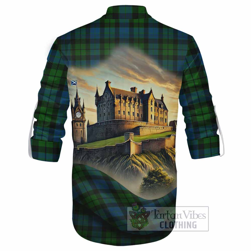 Tartan Vibes Clothing MacKay (McKay) Tartan Family Crest Ghillie Kilt Shirt with Scottish Ancient Castle Style