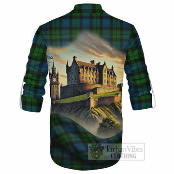 Tartan Vibes Clothing MacKay (McKay) Tartan Family Crest Ghillie Kilt Shirt with Scottish Ancient Castle Style