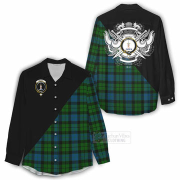 Tartan Vibes Clothing MacKay (McKay) Tartan Women's Casual Shirt with Family Crest and Military Logo Style