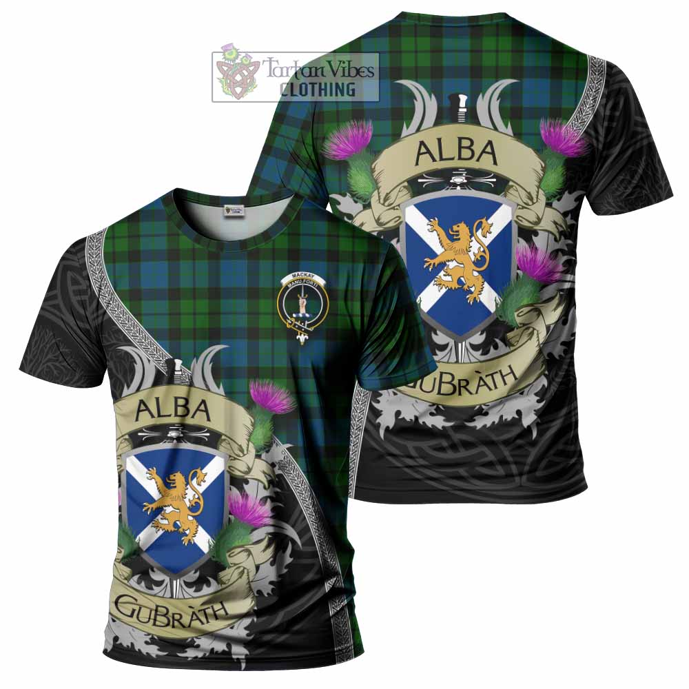 Tartan Vibes Clothing MacKay (McKay) Tartan Family Crest T-Shirt Lion Rampant Royal Thistle Shield Celtic Inspired