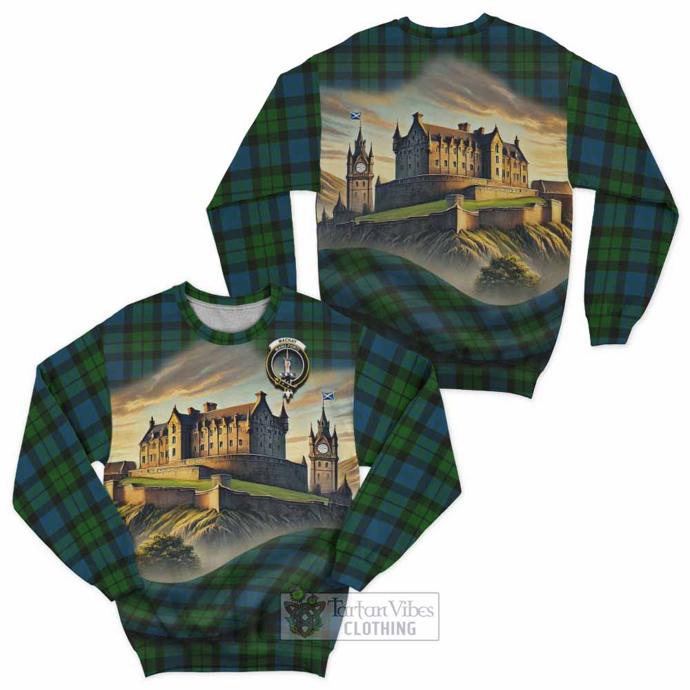 Tartan Vibes Clothing MacKay (McKay) Tartan Family Crest Sweatshirt with Scottish Ancient Castle Style