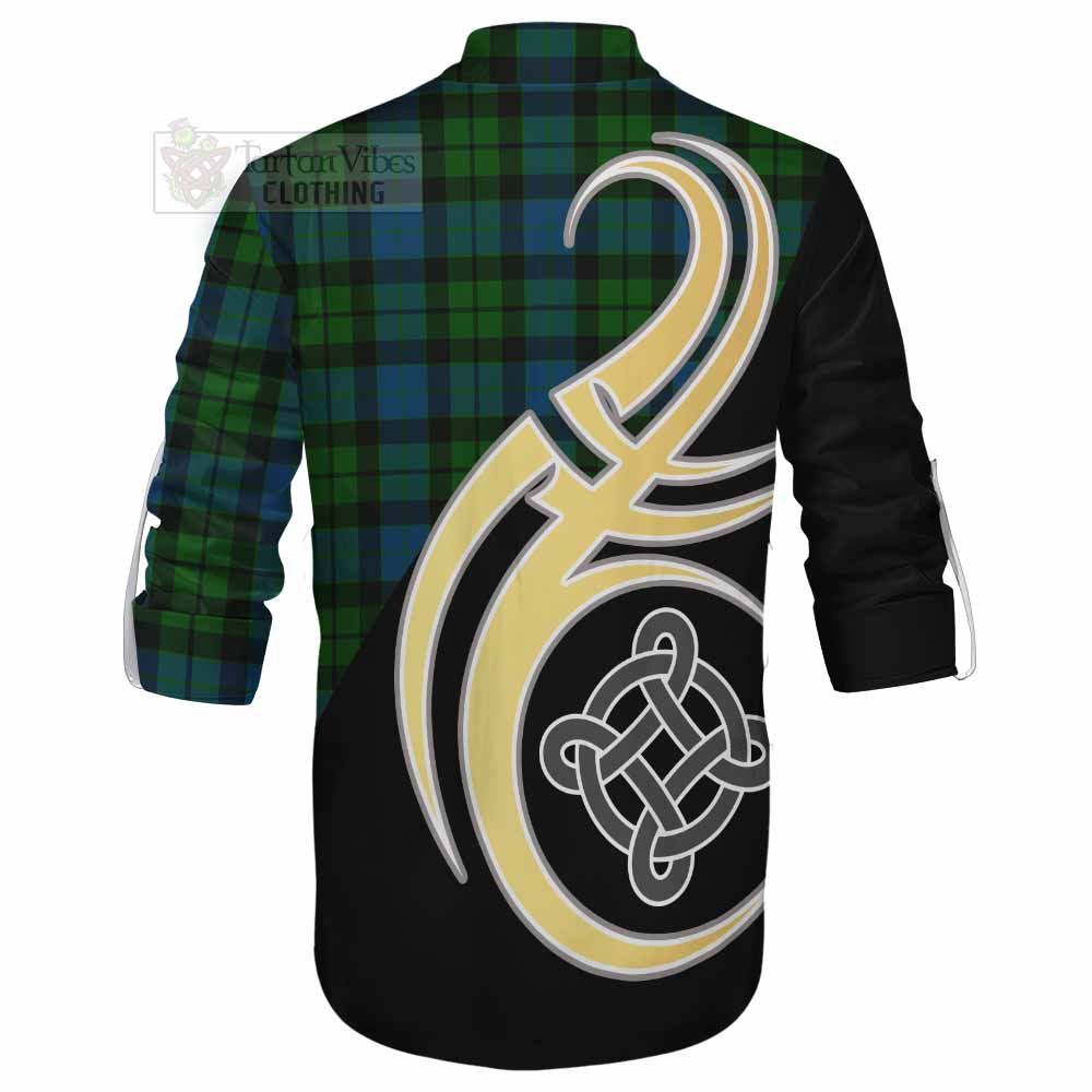 Tartan Vibes Clothing MacKay (McKay) Tartan Ghillie Kilt Shirt with Family Crest and Celtic Symbol Style